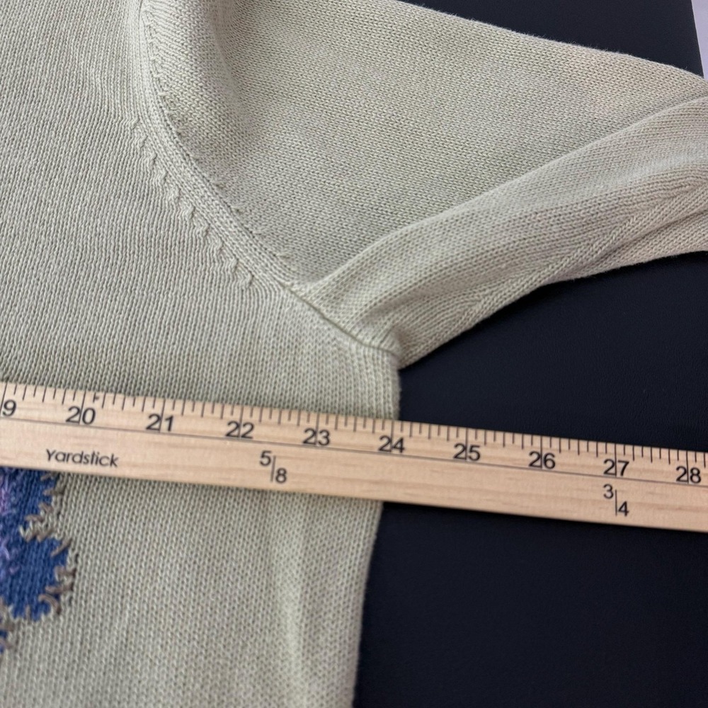 CJ Banks Grandma Core Sweater Womens 1X Green Hand Embroidered Floral Knit - Picture 4 of 7